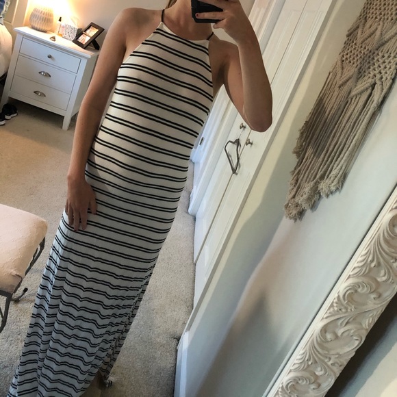 White and Black Striped Maxi Dress - Picture 8 of 12